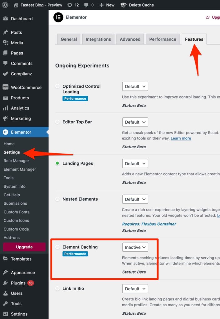 Elementor - Element Caching