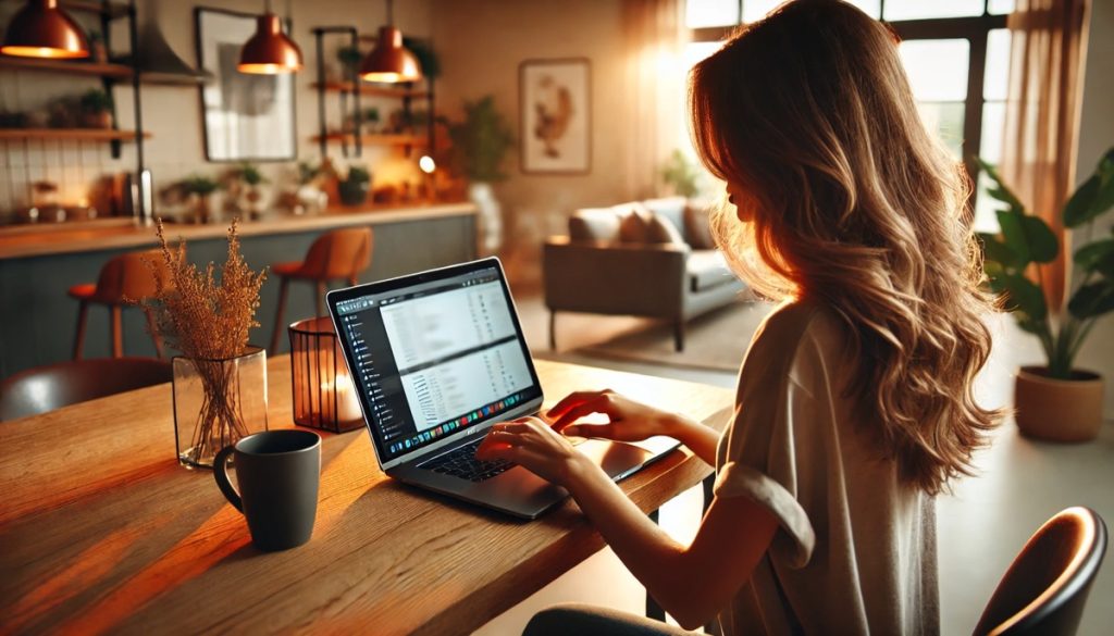 Focused Work: A Woman Engaged on Her MacBook Pro